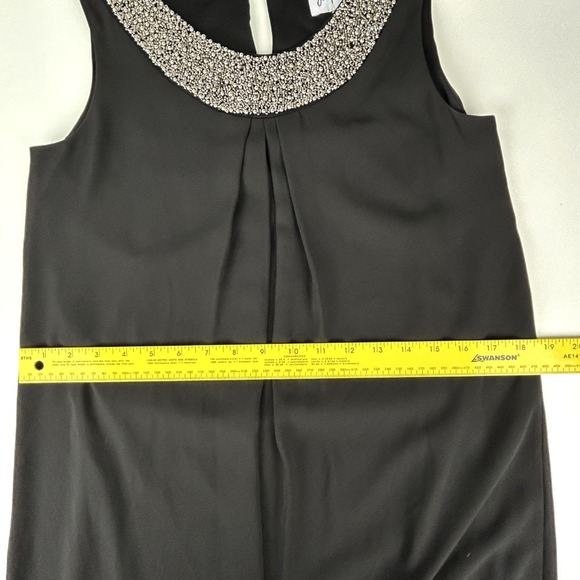 Joseph Ribkoff Dress Women 2 Beaded Neckline Black Chiffon Lined Sheath - Picture 14 of 16